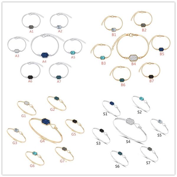 

4 стили druzy drusy браслет серебряный золотой цвет имитировать натуральный камень браслет браслет для женщин ювелирные изделия, Golden;silver