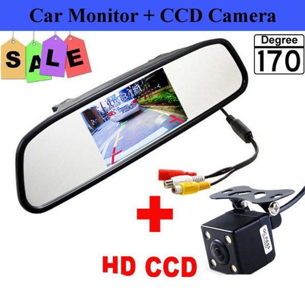 

HD Video Auto Parking Monitor, 4,3-дюймовый монитор заднего вида для автомобилей заднего вида со светодиодной подсветкой для заднего вида CCD Автомобильная камера заднего вида