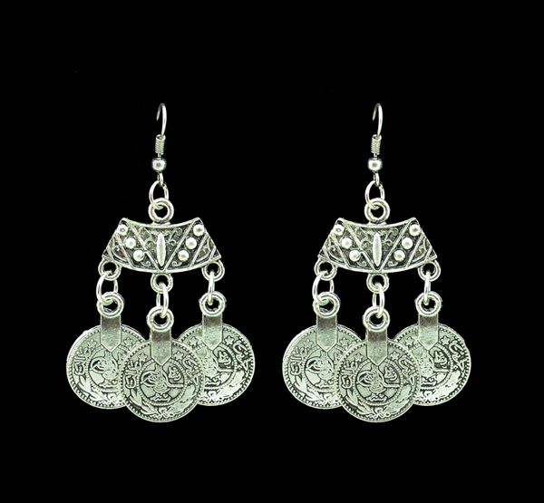 

чешский стиль этническая племенная монета заявление мотаться серьги, Silver