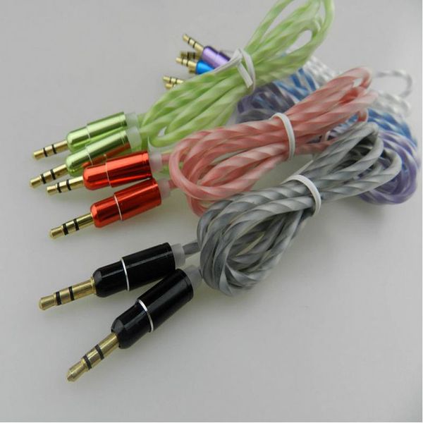 

luminous car aux audio extension cable 3.5mm male to male audio cable for car / mp4 mp3 / headphone aux cord