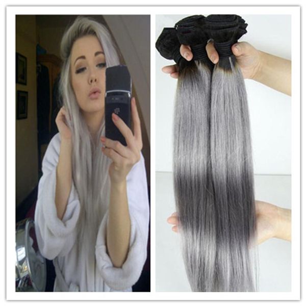 Silver Grey Human Hair Extensions Straight 7a Brazilian Gray Hair