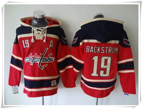 

ice hockey hoodies jerseys men capitals #19 backstrom red stitching jerseys sports jersey mix order, Black;red