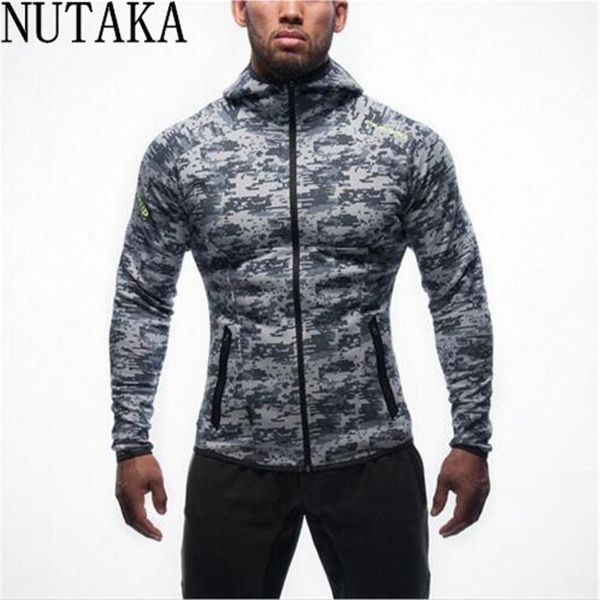 

wholesale- 2017 brand clothing new fitness men hoodies gyms men hoody zipper casual sweatshirt muscle men's slim fit hooded jackets, Black