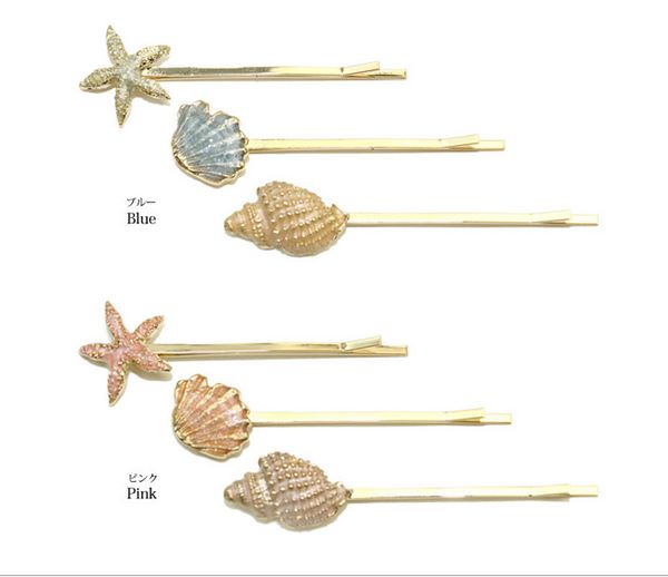 Adorável 3 Pçs / set noiva casamento hairpin shell do mar Um conjunto de três hairclips Europa e nos Estados Unidos de comércio exterior de jóias por atacado marca