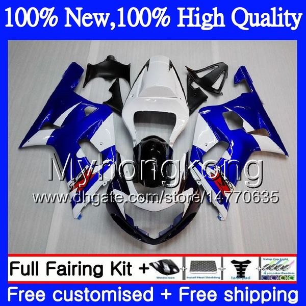 Corpo moto per SUZUKI GSX-R600 GSXR 750 K1 GSXR750 01 02 03 Blu bianco 23MY20 GSXR 600 01 03 GSX-R750 GSXR600 2001 2002 2003 Carenatura