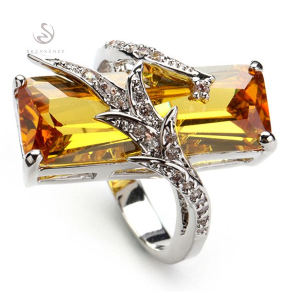 

shunxunze time limited discount fashion big wedding rings for men and women039s clothing accessories yellow cubic zirconia rhod9388586, Silver