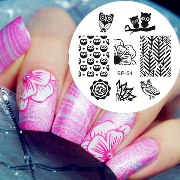 

wholesale-cute owls nail art stamping stamp template image plate born pretty bp54, White