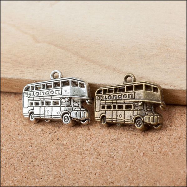 

antique silver & antique bronze double-decker bus shape alloy charms aac1093, Bronze;silver