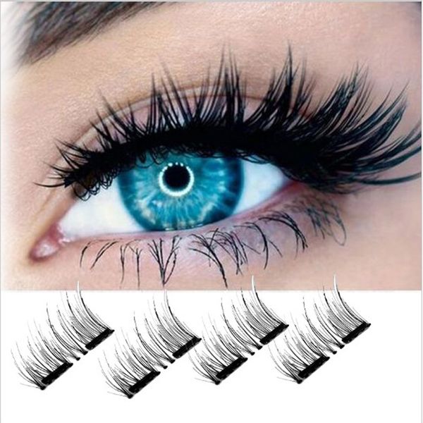 

100boxes/lot wholesale double magnetic hair magnet 11 styles false eyelashes pair of 4 pieces of rubber-magnetic eye lashes