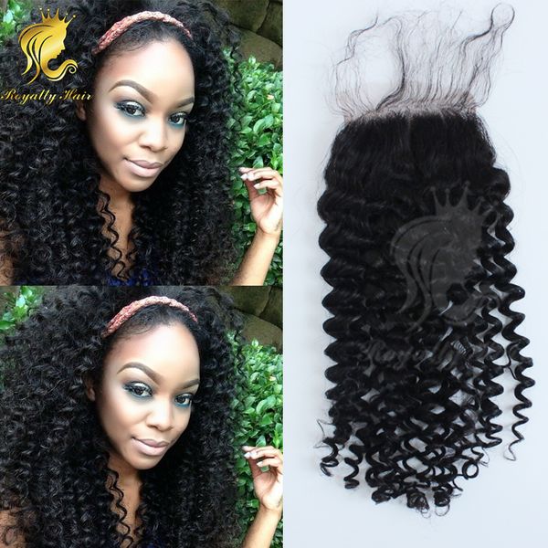 

малайзийский кудрявый вьющиеся кружева закрытие с отбеленными узлами свободный средний 3 часть натуральный черный человеческих волос кружева, Black;brown