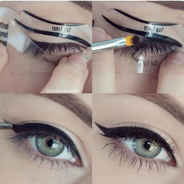 

wholesale-2pcs perfect cat eye & smokey eye makeup eyeliner models template bottom eyeliner card auxiliary tools eyebrows stencils