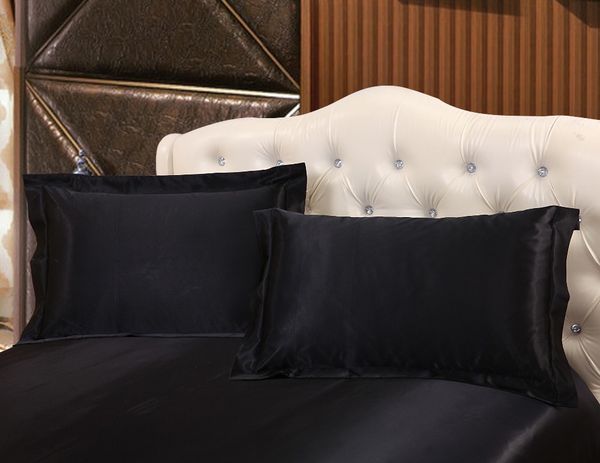 

wholesale- pillow case 2pcs/lot black brown solid color satin modern home pillowcase 48x74cm/19''x29''inch decorative pi