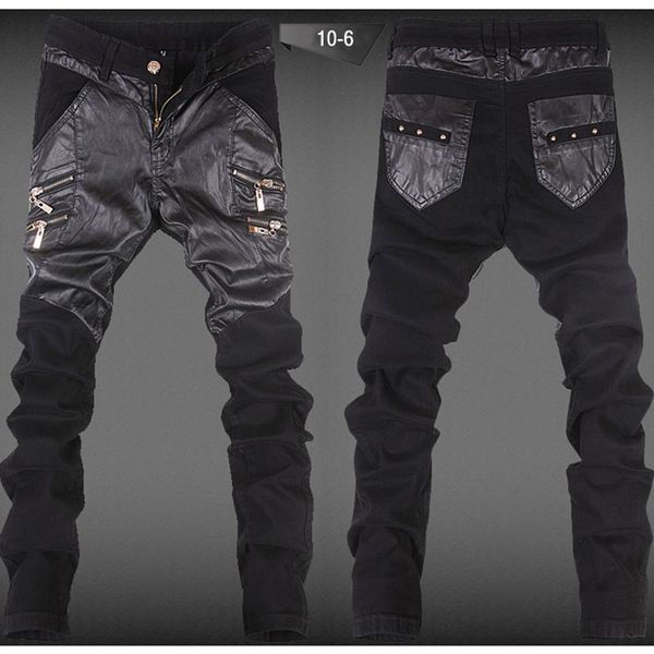 

Горячая продажа новое прибытие мужская тощий кожа шить брюки искусственной кожи