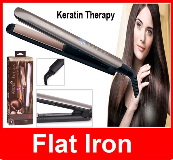 

оптовая кератиновая терапия 1 " плоский железный выпрямитель для волос ж / умный датчик керамический плоский утюг до 230c волос, Black