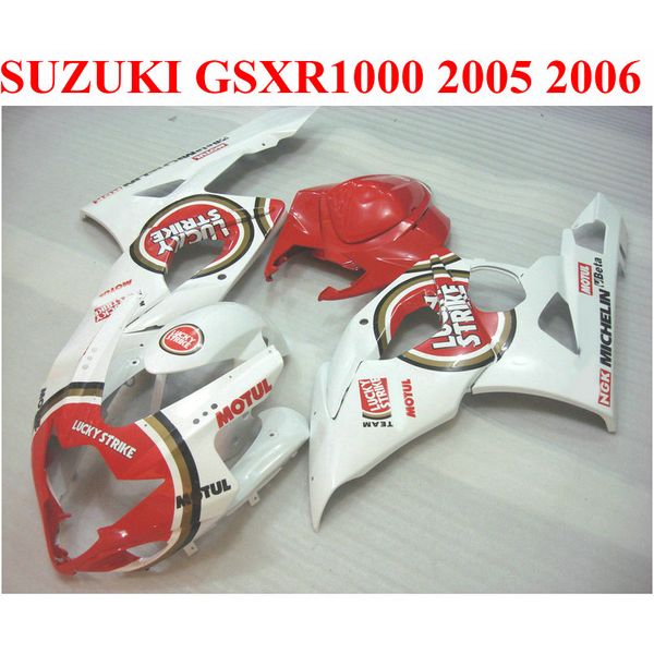 Kit carenatura ABS di alta qualità per SUZUKI 2005 2006 GSXR1000 05 06 GSX-R1000 K5 K6 rosso bianco carene LUCKY STRIKE set SX6
