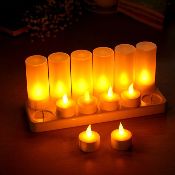 

new design 12pcs rechargeable flameless led candle tealight night light for romantic birthday wedding party dinner holidays decor