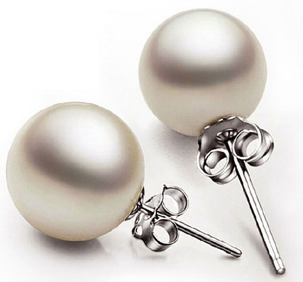

new jewelry 6mm/8mm/10mm pearl earrings stud 925 sterling silver earrings for wedding party beige color ing, Golden;silver