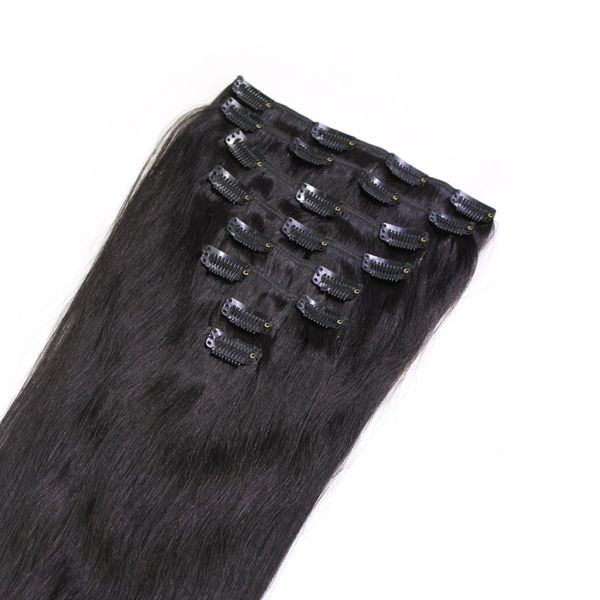 120gclip In Human Hair Extensions Brazilian Straight 1 1b Black