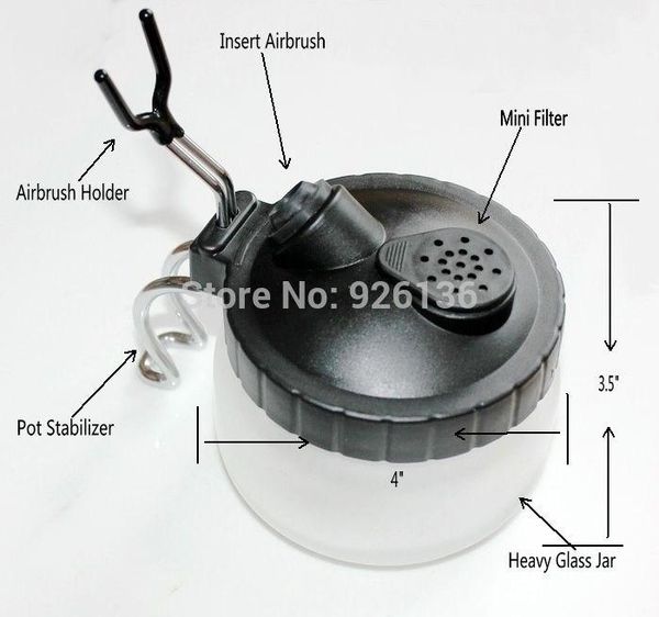 

pro airbrush paint cleaning pot holder clean station air brush cleaner jar