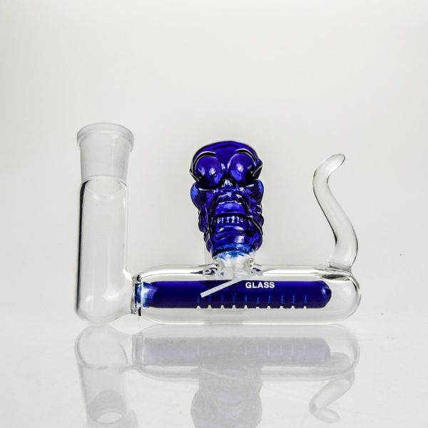 3 pollici Blue Glass Skull Ash Catcher 14mm 18mm Joint per Bong Dab Rigs Ashcatcher Accessori per fumatori