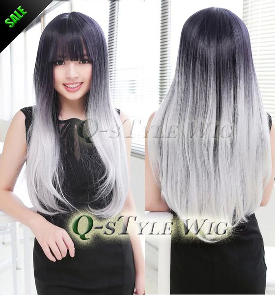 New Arrival Synthetic Wig Two Tone Color Wig Ombre Harajuku Neat