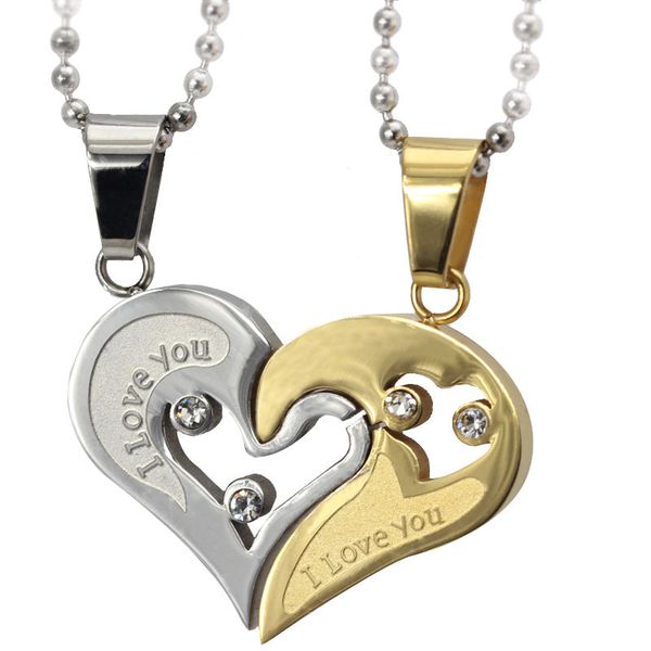 

promise love heart necklace & pendant 18k gold plated couple jewelry christmas gift party dress jewelry, Silver