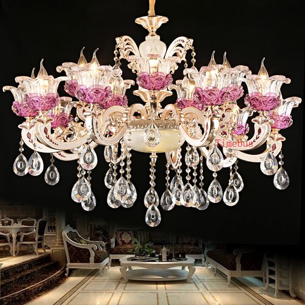 Zinc Alloy European Chandelier Living Room Lamp Hotel Lamps Project Lanterns Romantic Bedroom Crystal Pendant Light Simple Candle Light Decorative
