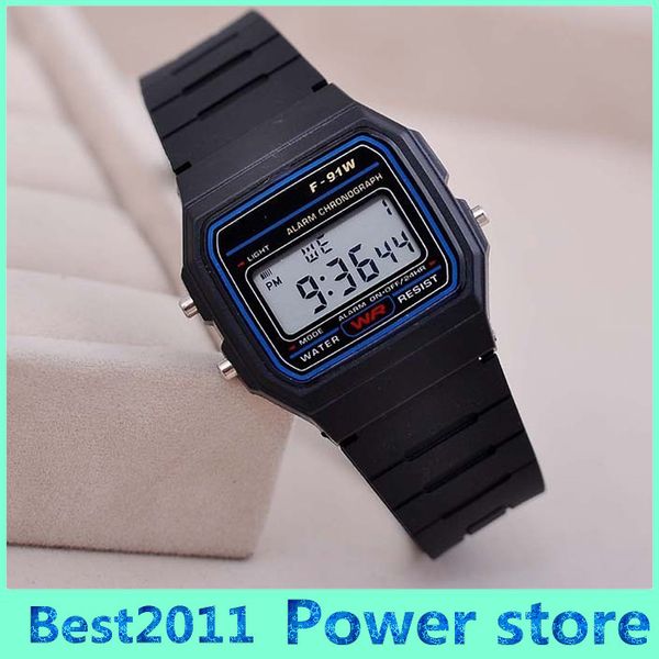 

silicone led watch alarm clock f-91w watches men women child f-91w sport watches luxury f91 thin multicolour led jelly watch ship, Slivery;brown
