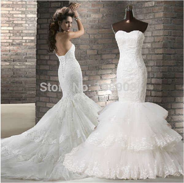 

2015 new arrival wedding dress gorgeous sweetheart off the shoulder lace appliques mermaid wedding dress romantic formal bridal gown, White
