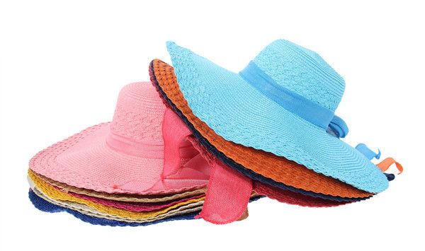 

wholesale-3pcs/bag women sun straw hat cap foldable floppy wide large brim sunproof summer beach linen bowknot vacation tour, Blue;gray