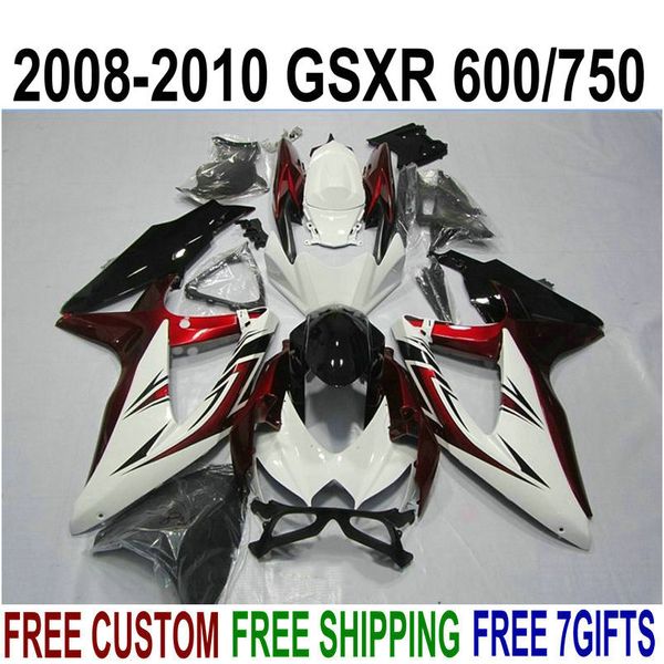Новые запчасти для SUZUKI GSX-R750 GSX-R600 2008 2009 2010 белый красный черный обтекатели K8 K9 GSXR600/750 08-10 обтекатель комплект KS80