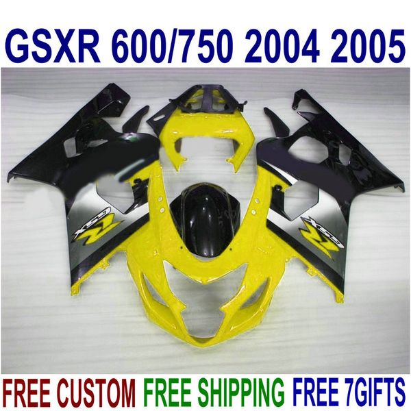 

fairing kit for suzuki gsxr600 gsxr750 2004 2005 k4 motobike gsx-r600/750 04 05 yellow silver black fairings set ur68