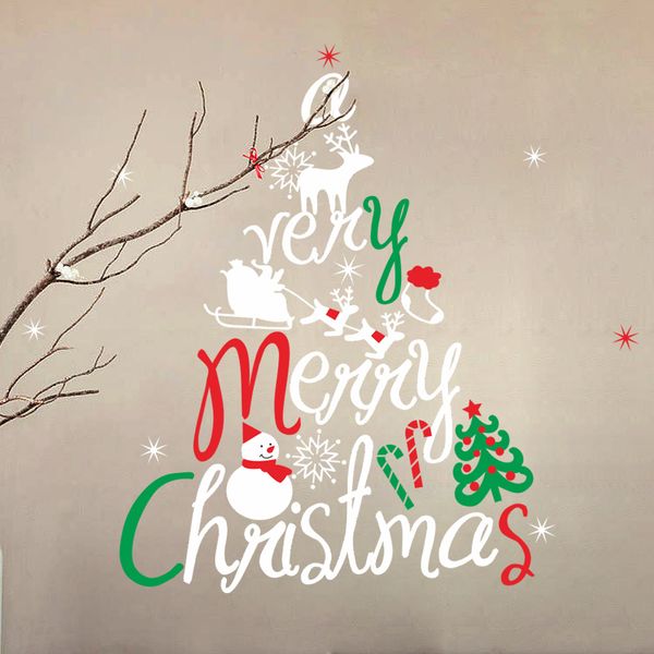 large size christmas snowman merry christmas tree backdrop living room bedroom stickers removable waterproof home decor - Merry Christmas Stickers large size christmas snowman merry christmas tree backdrop living room bedroom stickers removable waterproof home decor - Merry Christmas Stickers