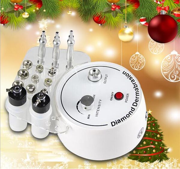 Weihnachtsaktion 3 in 1 Diamant-Mikrodermabrasion Dermabrasion Schönheitsmaschine Vakuumspray Gesicht reinigen schmutzige Poren CE