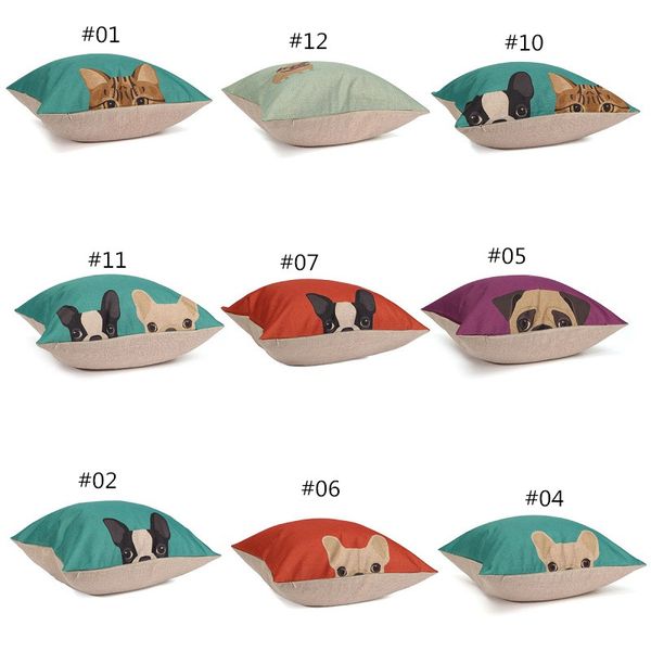 

wholesale-lovely dog home cushion design cover waist cotton linen animal pillow case bedding sets gift