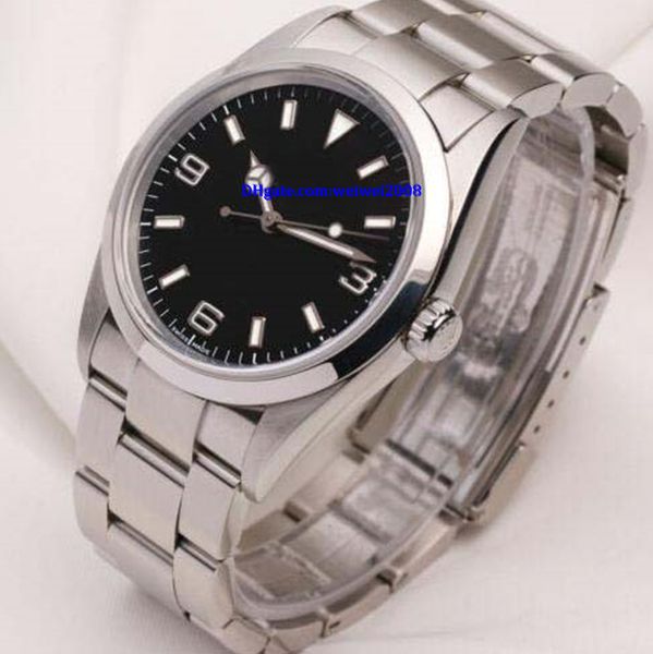 

luxury new christmas gift luxury wristwatch mens watch 114270 black dial stainless steel, Slivery;brown