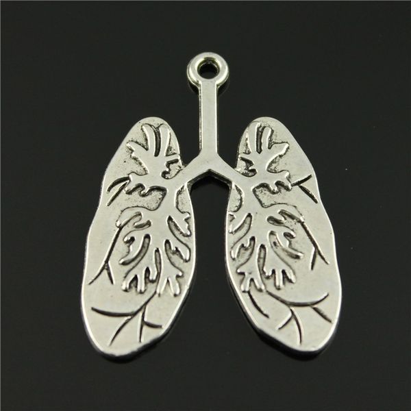 

50pcs/lot 39*30mm vintage antique silver plated zinc alloy lung charms, Bronze;silver