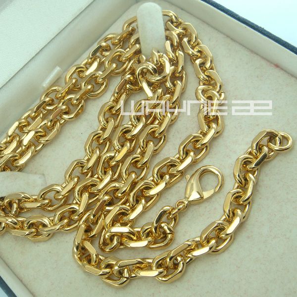 Collana da uomo in oro giallo 18 carati 18 carati, larghezza 6 mm, lunghezza 50, 60, 70, 80, collana a catena N248