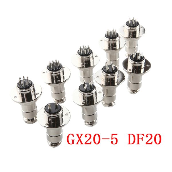 5 sätze GX20-5 5Pin Mit Flansch Männlich Weiblich 20mm Draht Panel Stecker DF20 Rund Schweißen Luftfahrt Steckdose Luft stecker