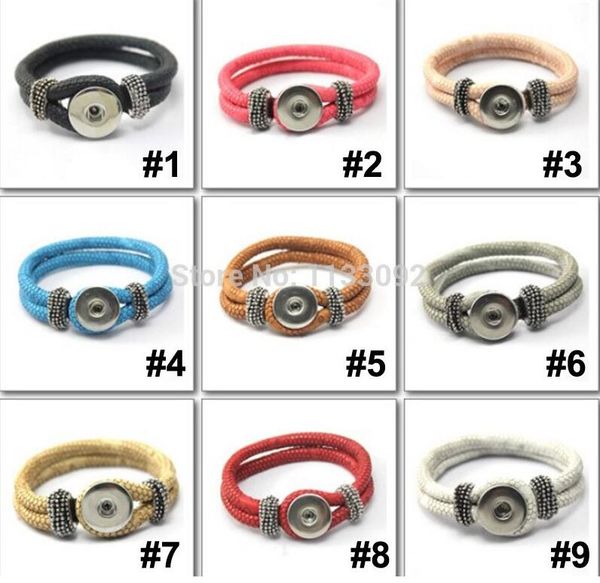 

6pcs lot mix colsrs new many colors diy snap button charm leather bracelet fit for 18mm ginger snaps button clasp jewelry