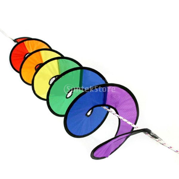

wholesale-spmart nylon rainbow spiral wind spinner tent garden home decorations ing