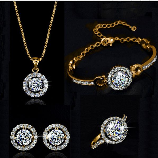 

Циркон свадьбы бижутерия наборы (браслет,серьги ,кольцо ,ожерелье )горный хрустал