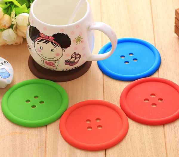 

button design cartoon cup mat insulating pad coaster cup holder