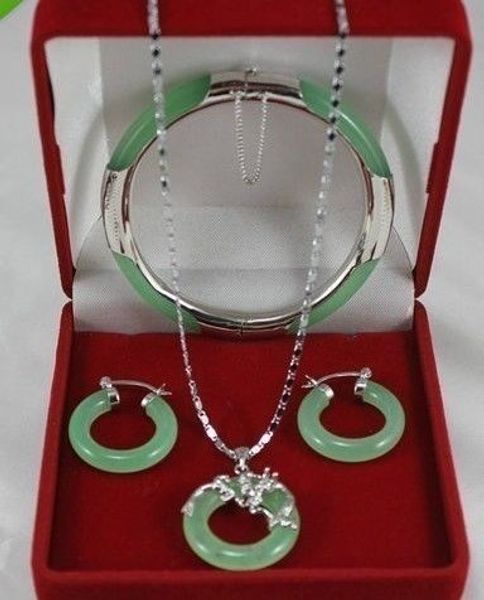 

Оптовая дешевые новые перечисленные Серебряный нефрит браслет кулон серьги нефр