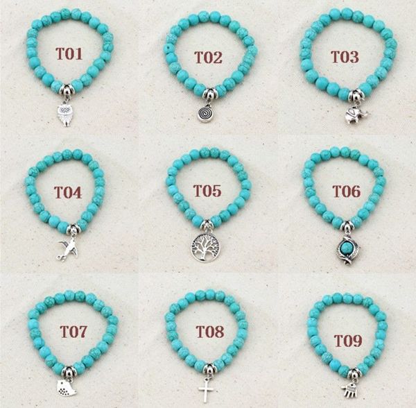

9 styles 2015 classic charms bracelets ethnic turquoise ,fashional female handmade turquoise beaded bracelet, 20pcs/lot ing, Golden;silver