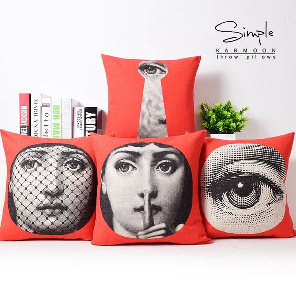 

European Vintage Style Fornasetti Face Mask Art Cushions Pillows Covers Decorative Sofa Seat Chair Pillow Case Linen Cotton Cushion Cover