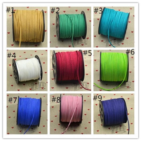 

9colors choose 100m 3mm x 1.5mm flat faux suede korean velvet leather cord string rope thread lace findings, White;red