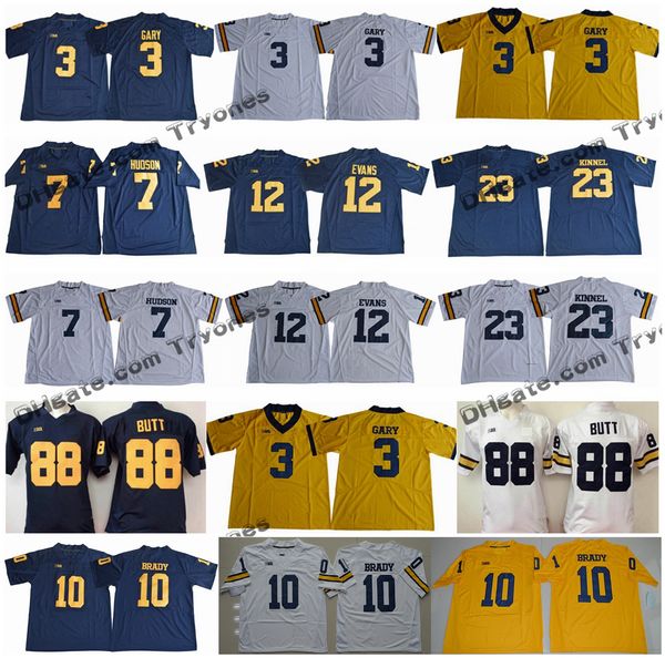 2018 Michigan Volverines 3 Rashan Gary 88 Jake Butt 12 Chris Evans 23 Kinnel 7 Khaleke Hudson 10 Tom Brady College Football Jersey