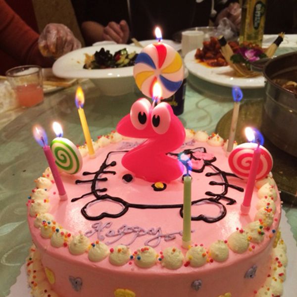 

Cartoon Eyes Number Birthday Candle Blue/Pink Color Candle No Smoke Children Birthday Party Favors for Sale
