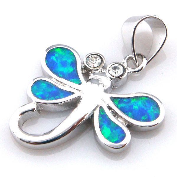 

blue opal jewelry with cz stone;mexican opal pendant dragonfly pendant op187a, Silver